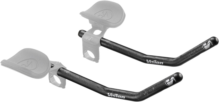 Vision TriMax Carbon Reversible Extensions, 385mm Length, J-Bend Shape, Aero Bar Add-on, Reversible Design  Carbon