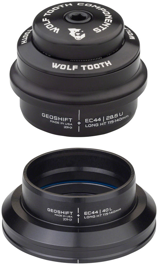 Wolf Tooth GeoShift Performance Angle Headset - 1 Deg, Long, EC44/EC44, Black 