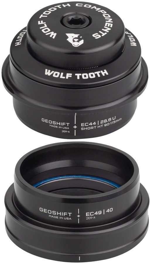 Wolf Tooth GeoShift Performance Angle Headset - 2 Deg, Short, EC44/EC49, Black 