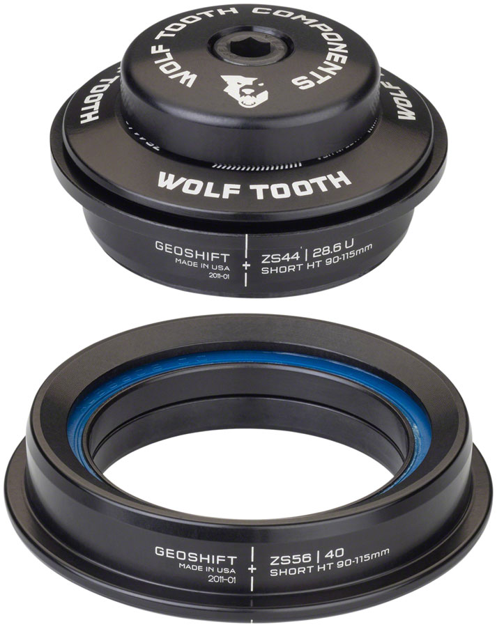 Wolf Tooth GeoShift Performance Angle Headset - 1 Deg, Short, ZS44/ZS56, Black 