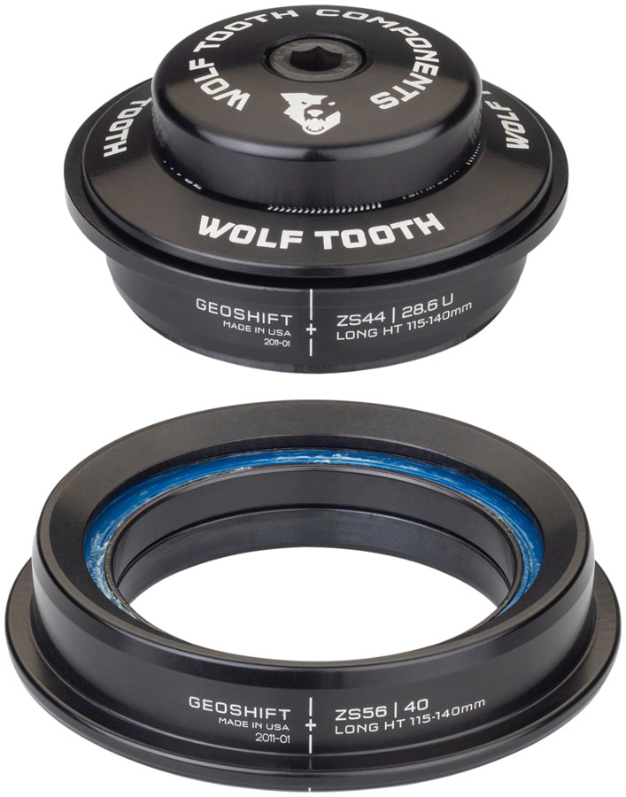 Wolf Tooth GeoShift Performance Angle Headset - 1 Deg, Long, ZS44/ZS56, Black 