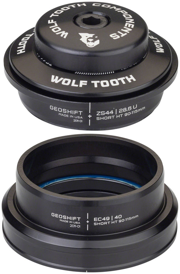 Wolf Tooth GeoShift Performance Angle Headset - 1 Deg, Short, ZS44/EC49, Black 