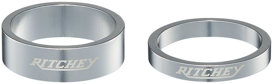 Ritchey Classic Headset Spacers - 1-1/8", 10mm (x2), 5 mm (x3), Silver (5%Off)
