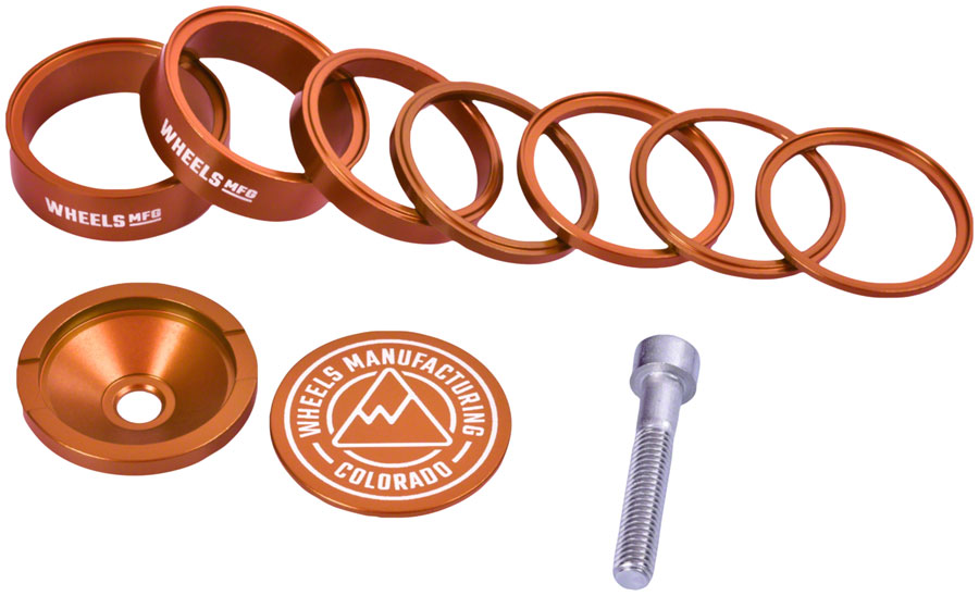 Wheels Manufacturing Pro StackRight Headset Spacer Kit - Orange 