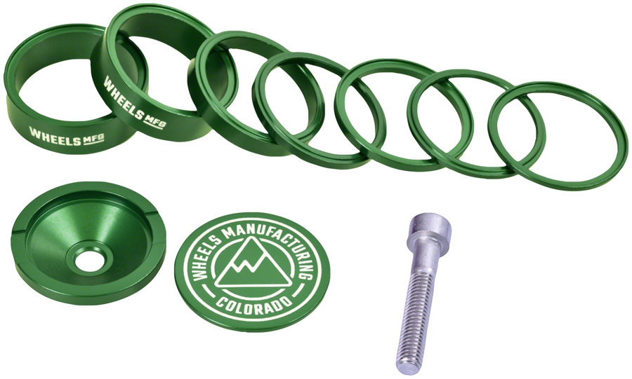 Wheels Manufacturing Pro StackRight Headset Spacer Kit - Green 