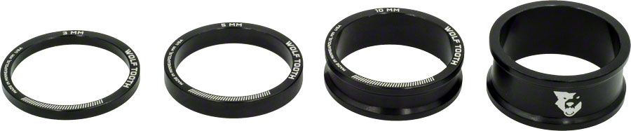 Wolf Tooth Headset Spacer Kit 3, 5,10, 15mm, Black 