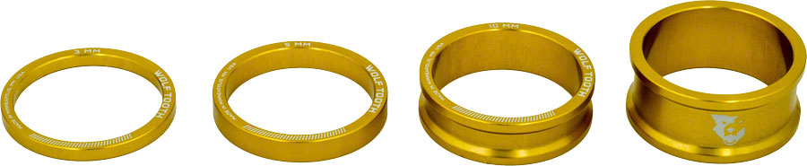 Wolf Tooth Headset Spacer Kit 3, 5, 10, 15mm, Gold 