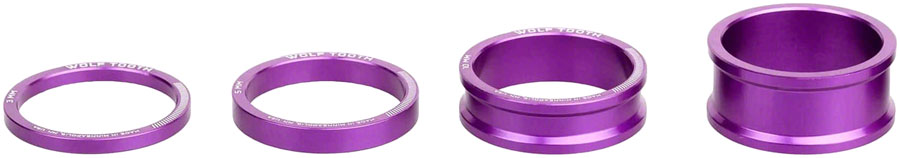 Wolf Tooth Precision Headset Stack Spacer Kit - 3mm, 5mm , 10mm, 15mm, Ultraviolet Purple