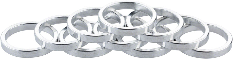Problem Solvers Headset Stack Spacer - 28.6, 5mm, Aluminum, Silver, Bag of 10 