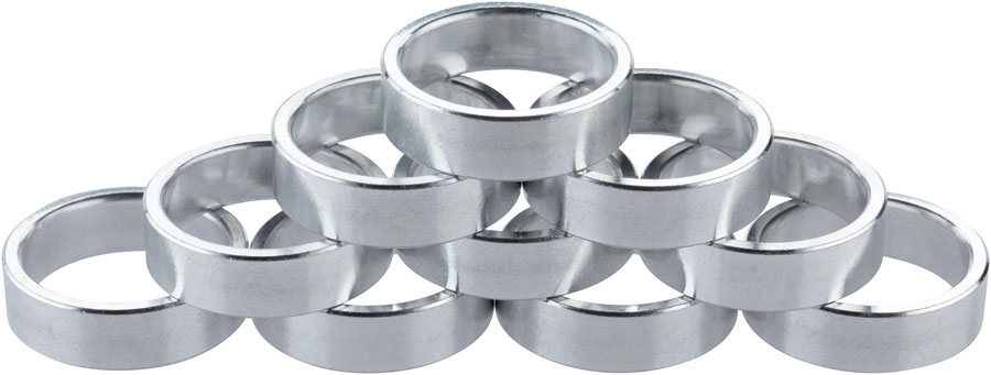 Problem Solvers Headset Stack Spacer - 28.6, 10mm, Aluminum, Silver, Bag of 10 