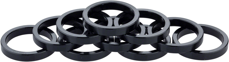 Problem Solvers Headset Stack Spacer - 25.4, 5mm, Aluminum, Black, Bag of 10 