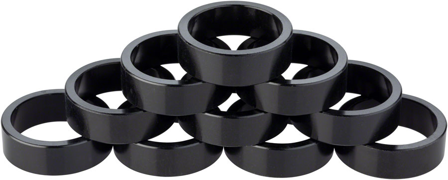 Problem Solvers Headset Stack Spacer - 25.4, 10mm, Aluminum, Black, Bag of 10 