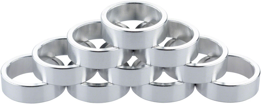 Problem Solvers Headset Stack Spacer - 25.4, 10mm, Aluminum, Silver, Bag of 10 