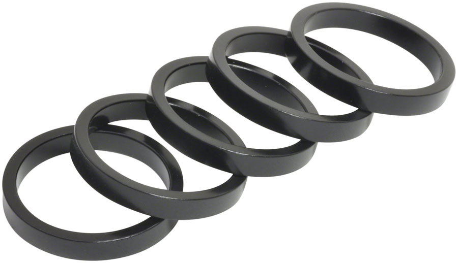 Wheels Manufacturing Aluminum Headset Spacer - 1-1/8", 5mm, Black, 5-pack 