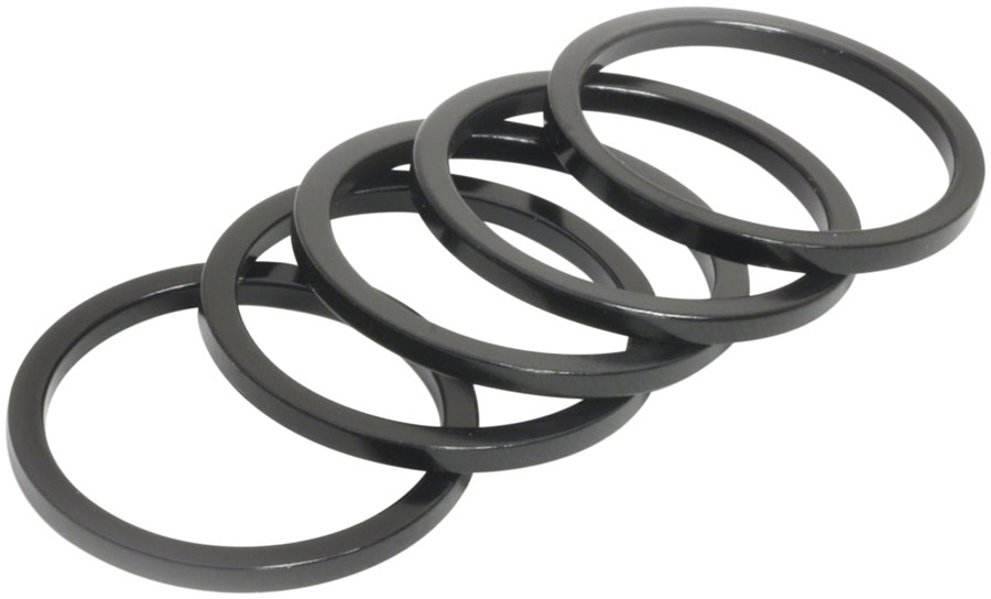 Wheels Manufacturing Aluminum Headset Spacer - 1-1/8", 2.5mm, Black, 5-pack 