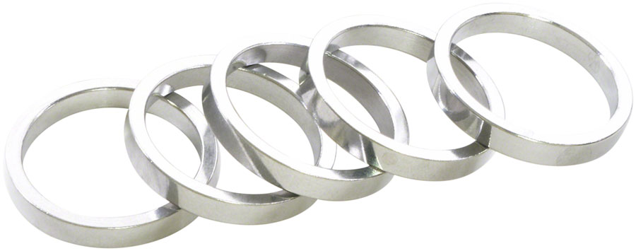 Wheels Manufacturing Aluminum Headset Spacer - 1-1/8", 5mm, Silver, 5-pack 