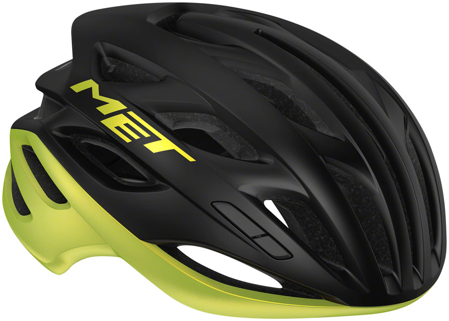 MET Estro MIPS Helmet - Black/Lime Yellow Metallic, Glossy, Small 