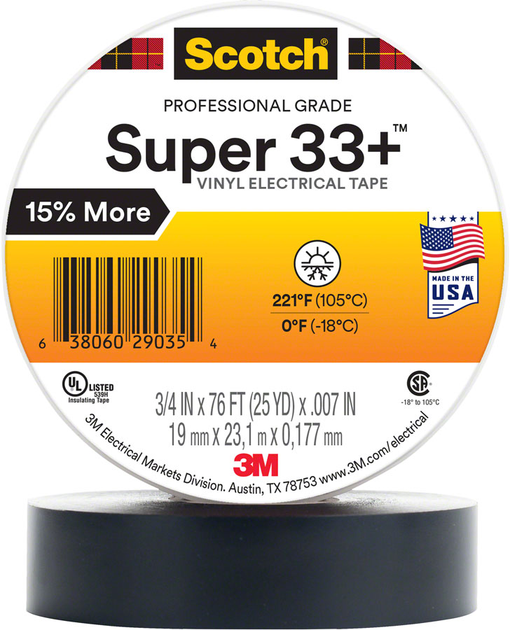 3M Scotch Electrical Tape #33 3/4" x 76' Black