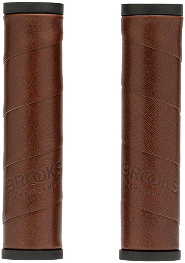 Brooks Willow Leather Grips - Antique Brown, 130/130mm