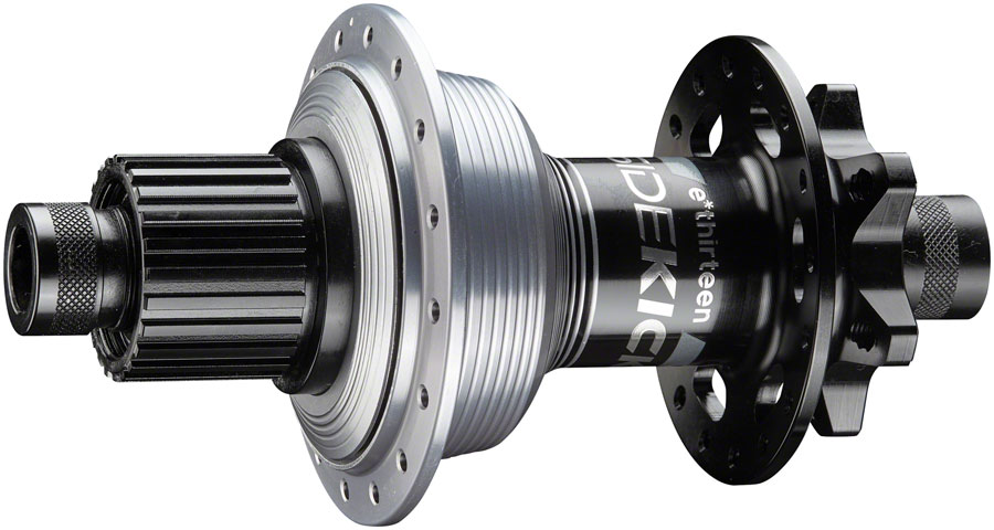 e*thirteen Sidekick Rear Hub - 12 x 148mm, 6-Bolt, Micro Spline, Black/Sterling Silver, 32H 