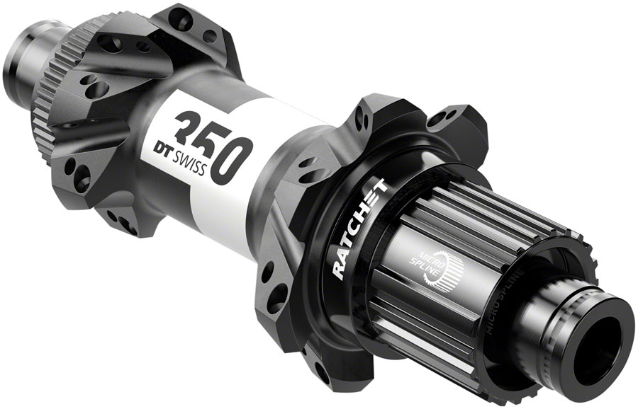 DT Swiss 350 Rear Hub - 12 x 148mm, Center-Lock, Micro Spline, Black, 28H, Straight Pull, 36pt, Straight Pull 