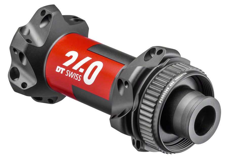 DT Swiss 240 Front Hub - 12 x 100mm, Center-Lock, Black/Red, 24H 