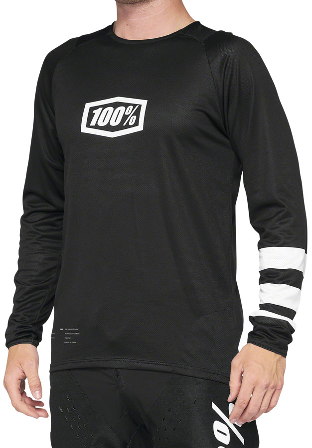 100% R-Core Jersey - Black/White, Long Sleeve, Men's, Small 