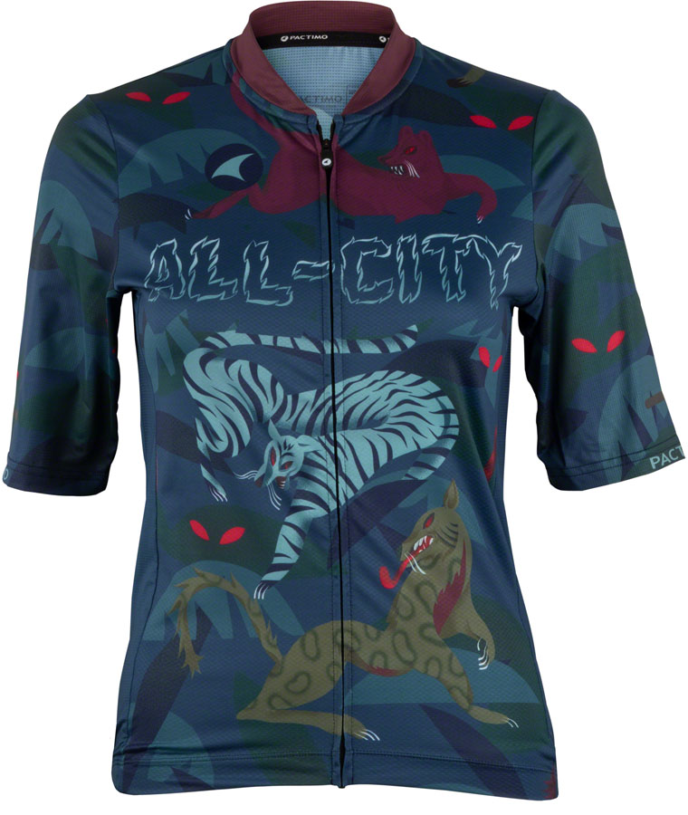 All-City Night Claw Women's Jersey - Dark Teal, Spruce Green, Mulberry, Small 