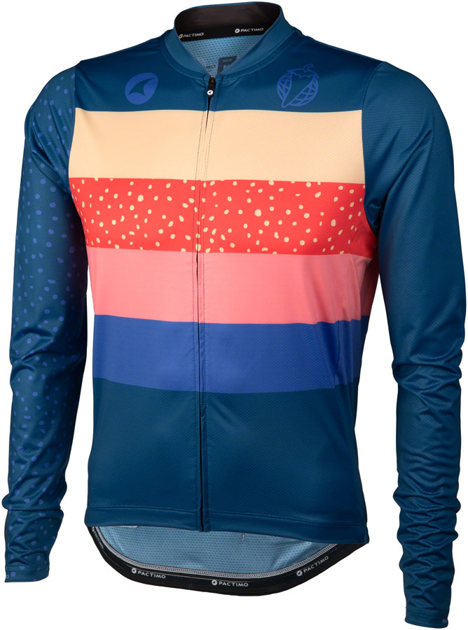 Salsa Team Polytone Men's Long Sleeve Jersey - Dark Blue, w/ Stripes, Small 