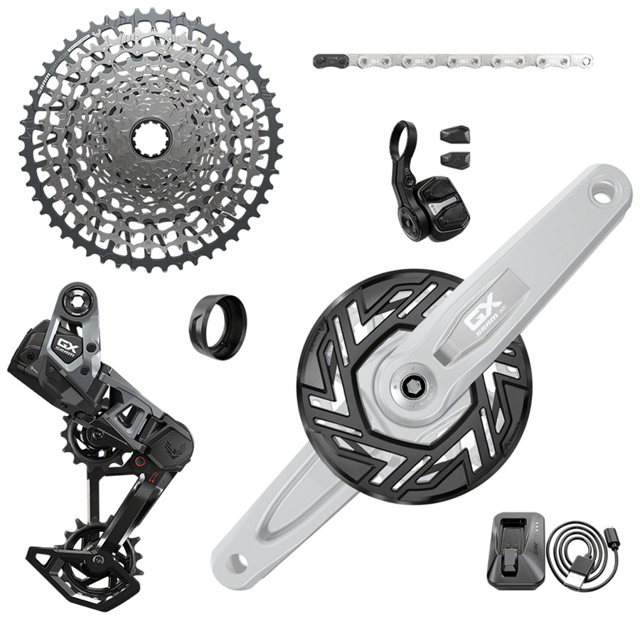 SRAM GX Eagle T-Type Ebike AXS Groupset - 104BCD 34T with Clip-On Guard, Derailleur, Shifter, 10-52t Cassette, Arms not included






