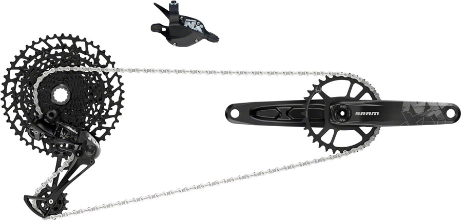 SRAM NX Eagle Groupset: 170mm 32 Tooth DUB Boost Crank, Rear Derailleur, 11-50 12-Speed Cassette, Trigger Shifter, and Chain