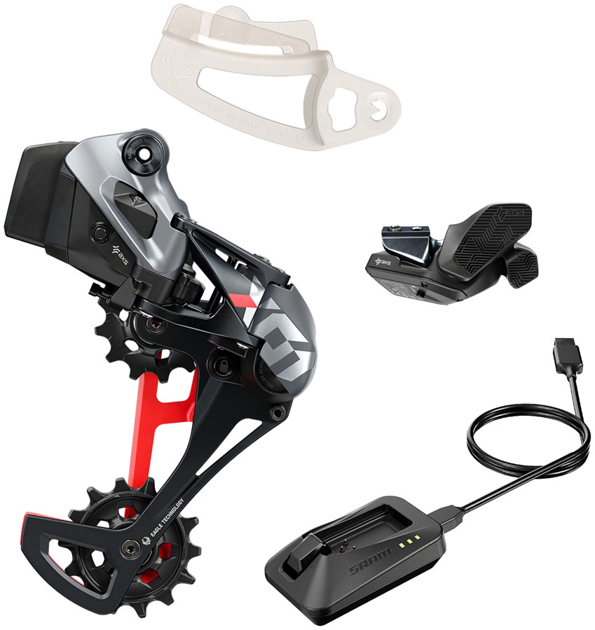 SRAM X01 Eagle AXS Upgrade Kit - Rear Derailleur for 52t Max, Battery, Eagle AXS Rocker Paddle Controller with Clamp, Charger/Cord, Red