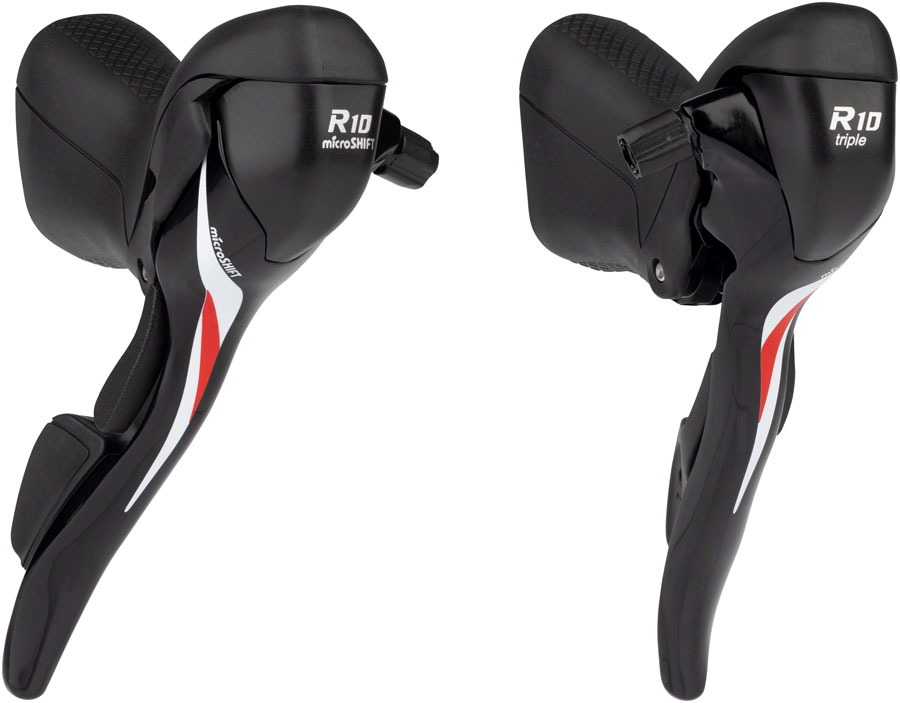microSHIFT R10 Drop Bar Shift Lever Set - 3 x 10-Speed, Shimano Compatible, Black