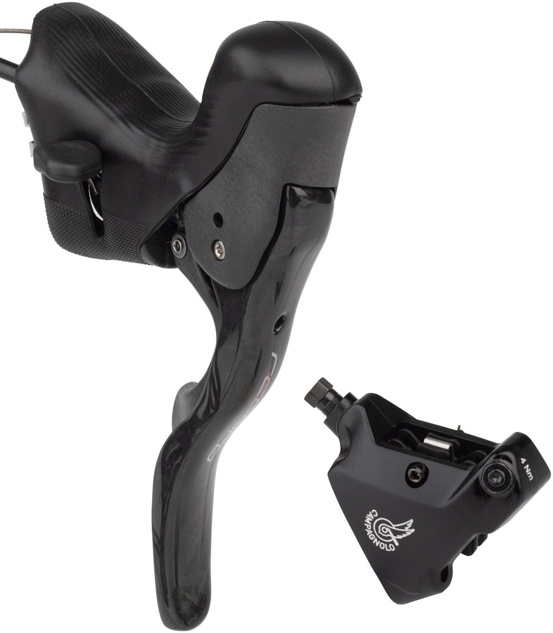Campagnolo Record Ergopower Hydraulic Brake/Shift Lever and Disc Caliper - Left/Front, 12-Speed, 160mm Flat Mount Caliper, Black 