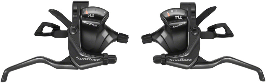 SunRace M406 ST Trigger Brake/Shift Lever Set - 3x7-Speed, For V-Brakes, Black/Silver