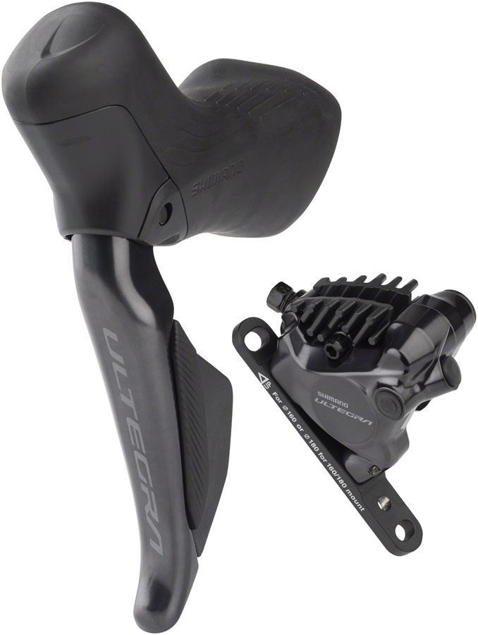 Shimano Ultegra ST-R8170A Di2 Shift/Brake Lever with BR-R8170 Hydraulic Disc Brake Caliper - Left/Front, 2x, Flat Mount, Black 