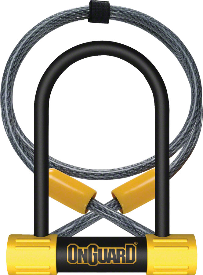 OnGuard BullDog Series U-Lock - 3.5 x 5.5", Keyed, Black/Yellow, Includes 4' cable and bracket 