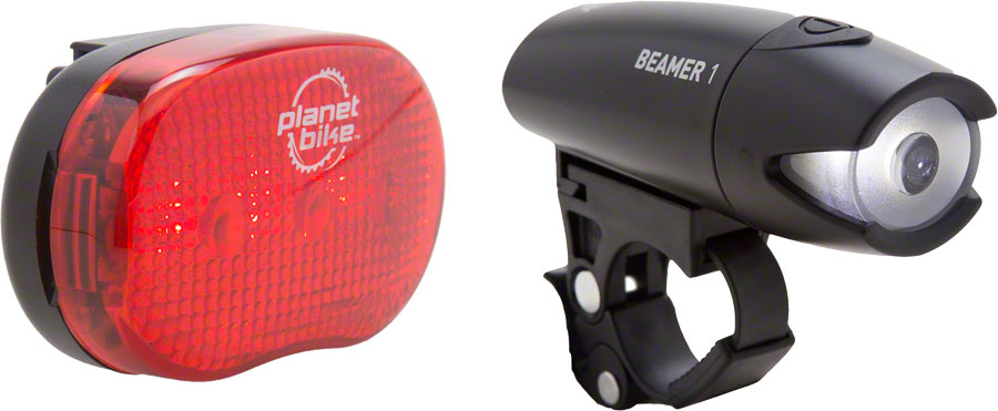 Planet Bike Beamer 1, Blinky 3 Headlight / Taillight Set - Black