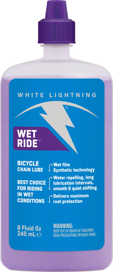 White Lightning Wet Ride Bike Chain Lube - 8oz, Drip






