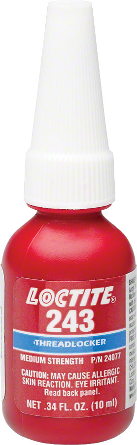 Loctite #243 Threadlocker Medium Strength - For Fastners 6-20mm, Oil Resistant, 10ml