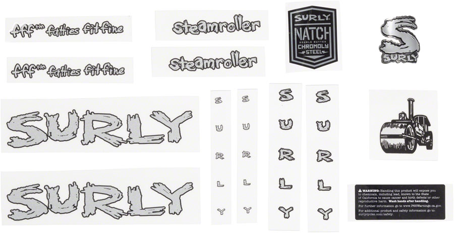 Surly Steamroller Decal Set - Silver 