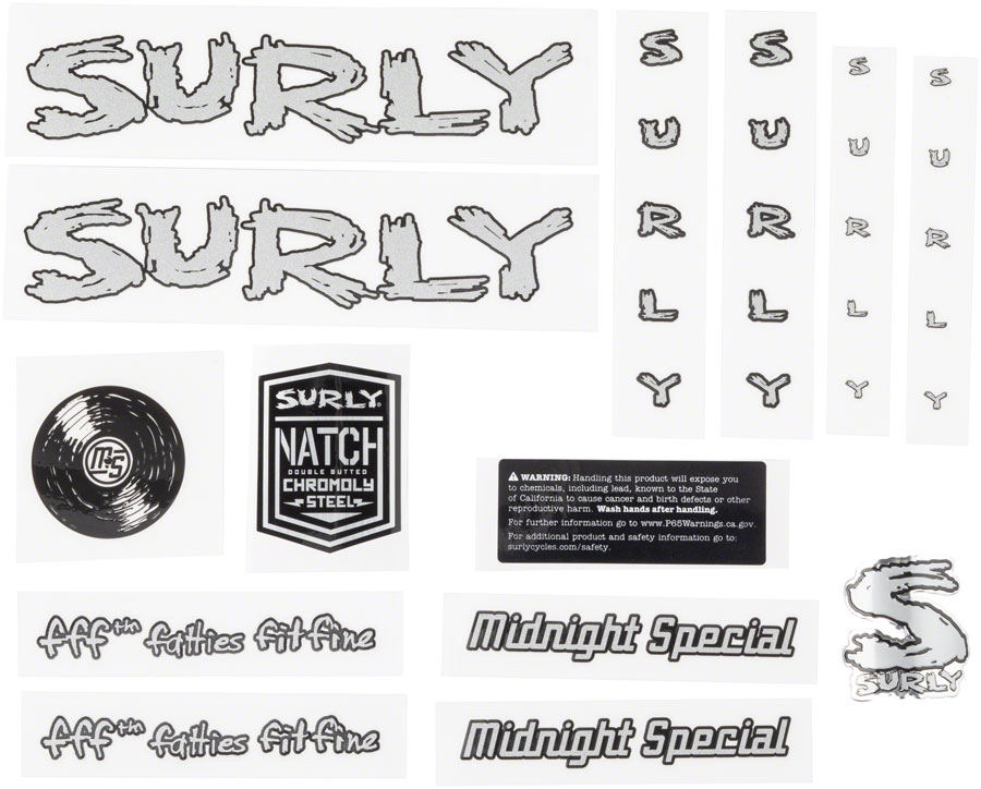 Surly Midnight Special Frame Decal Set - Silver 
