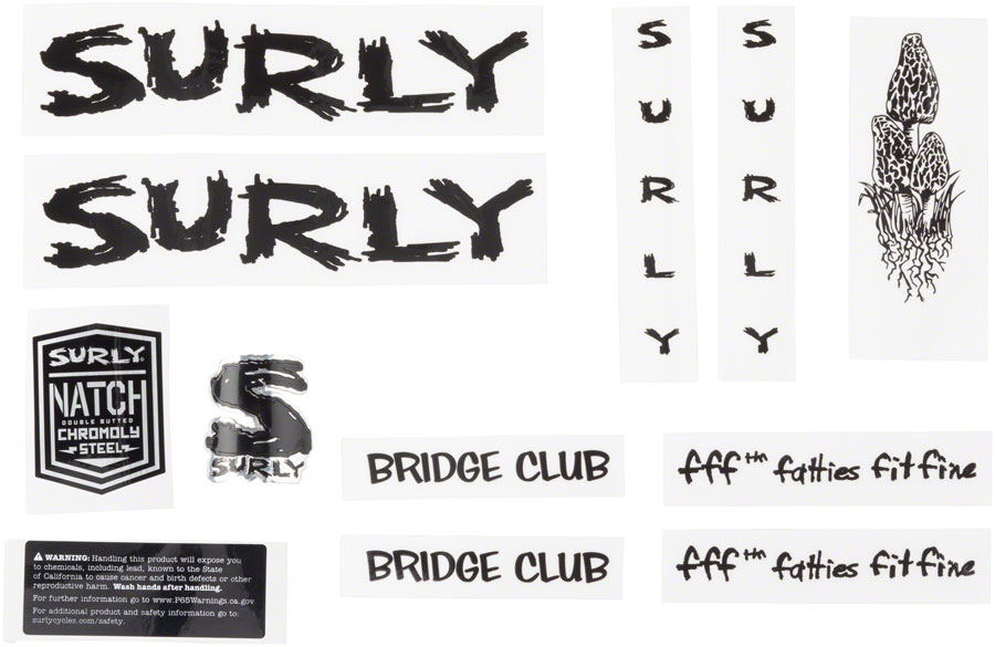 Surly Bridge Club Frame Decal Set - Black 