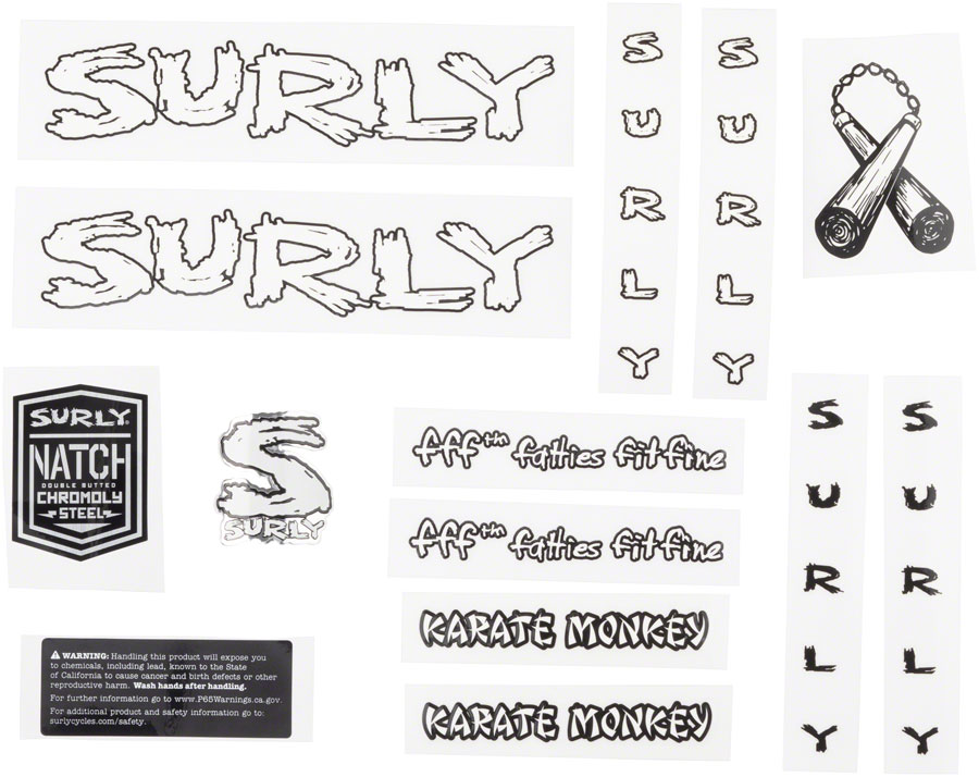 Surly Karate Monkey Frame Decal Set - White 