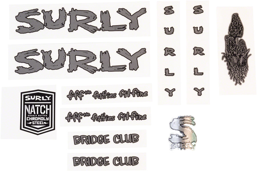Surly Bridge Club Frame Decal Set - Dark Metallic Gray 