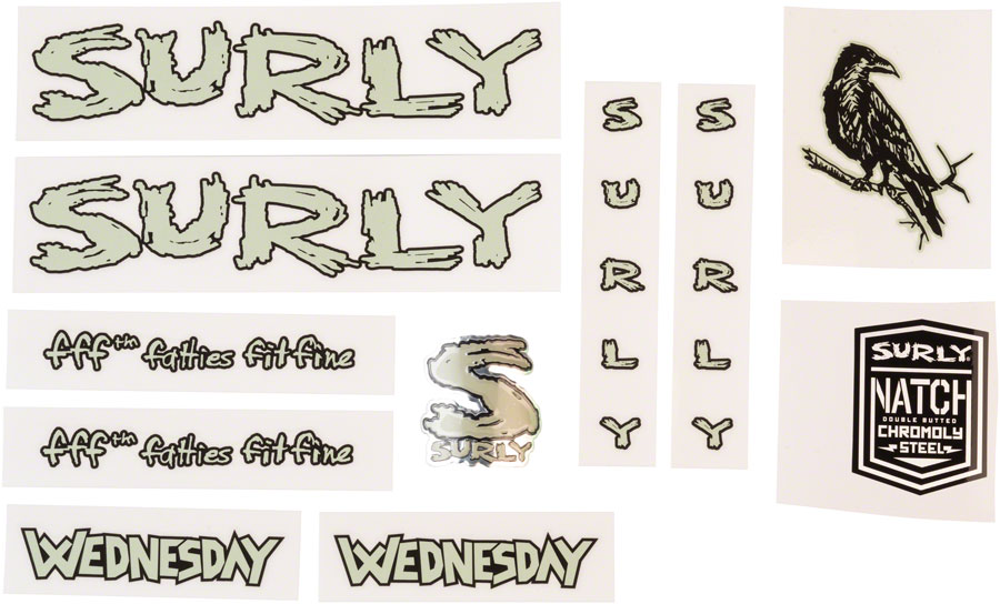 Surly Wednesday Frame Decal Set - Light Metallic Winter Green 