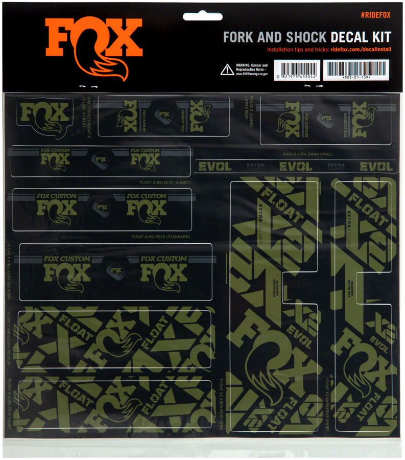 FOX Fork and Shock Decal Kit - Olive Drab






