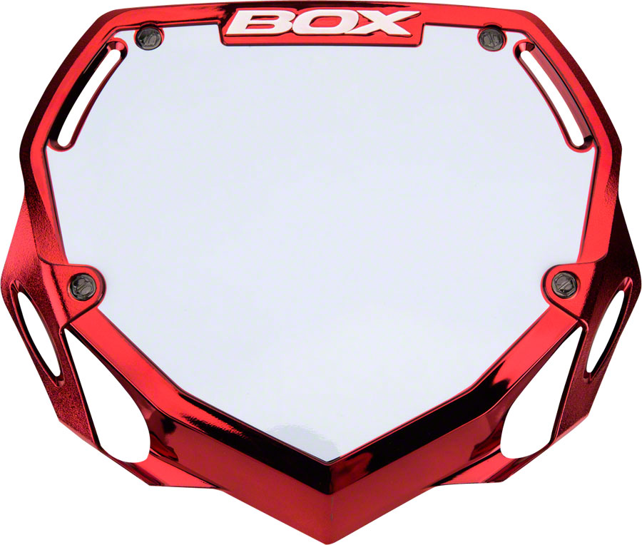 BOX Two Number Plate Large Red/Chrome






