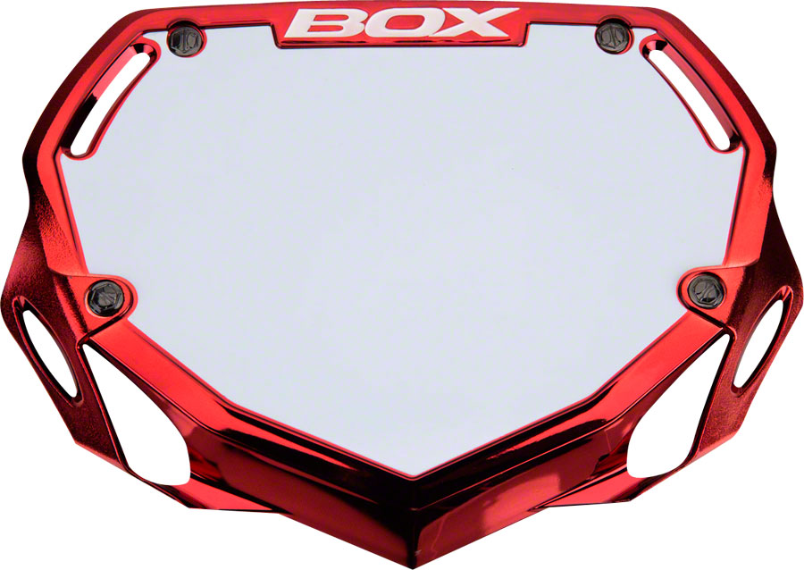 BOX Two Number Plate Small Red/Chrome






