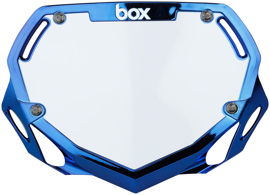 BOX Two Number Plate Small Blue/Chrome